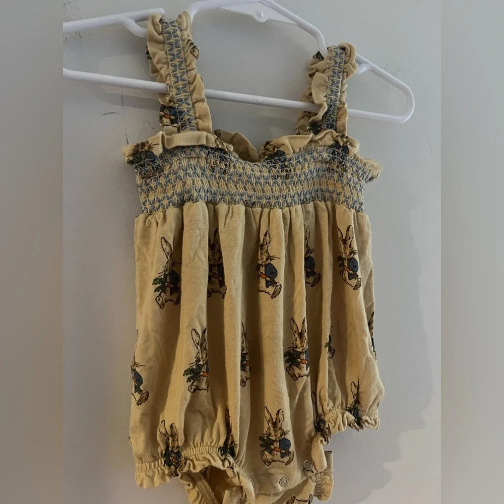Kate Quinn Bamboo Peter Rabbit Smocked Bubble Romper 6-12M Cottagecore Baby - Picture 2 of 4